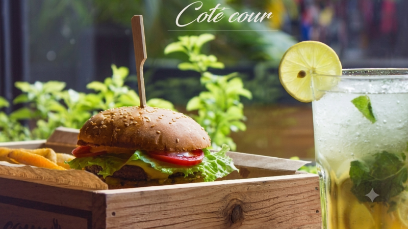 photo du burger au braise côté cour, Toamasina, Madagascar